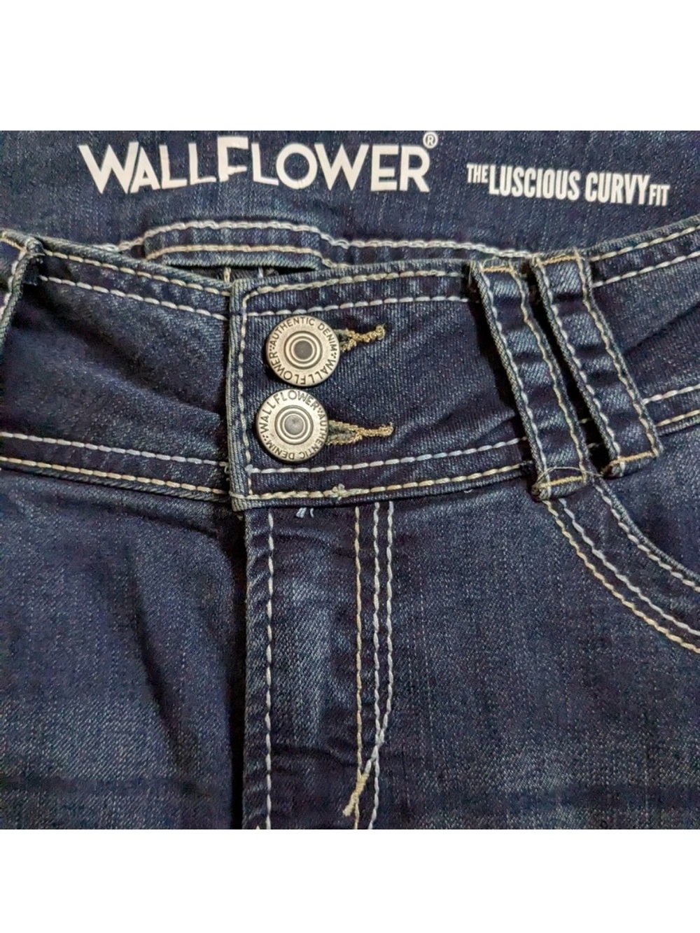 Wallflower Dark Blue Flare Jeans with Contrast Stitching - Picture 4 of 5